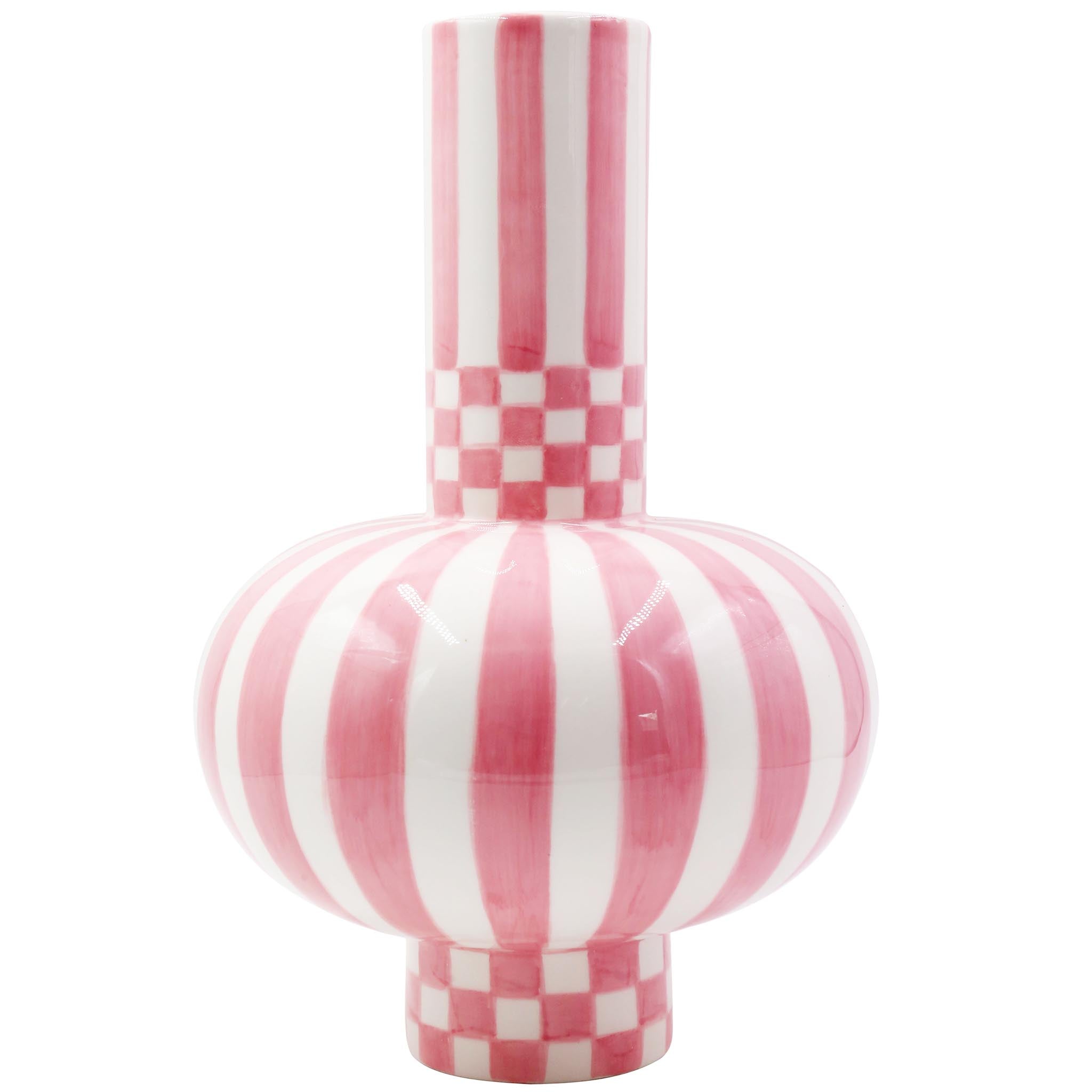 Gabriel Vase Pink Squares and Stripes