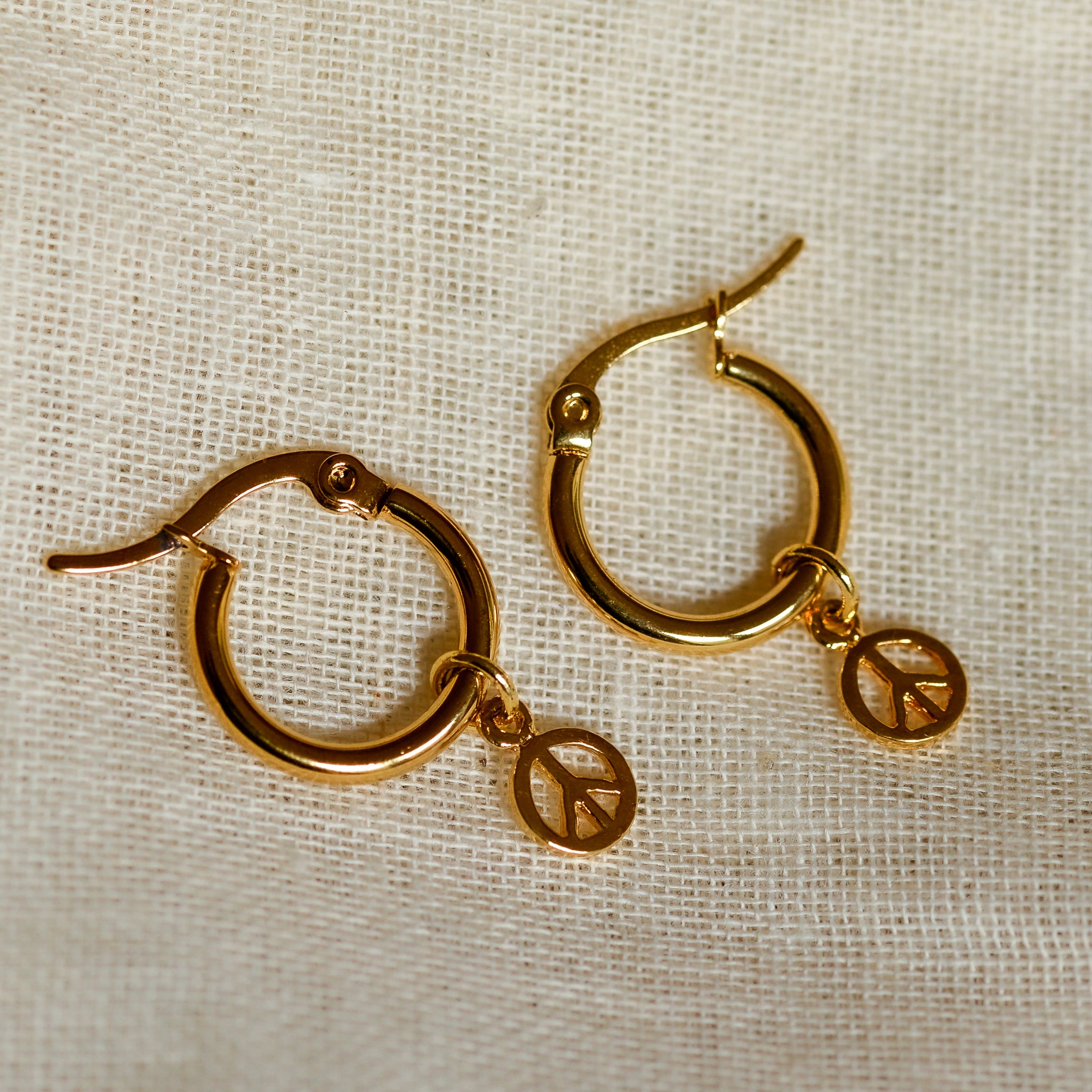 Peace sign hoop earrings