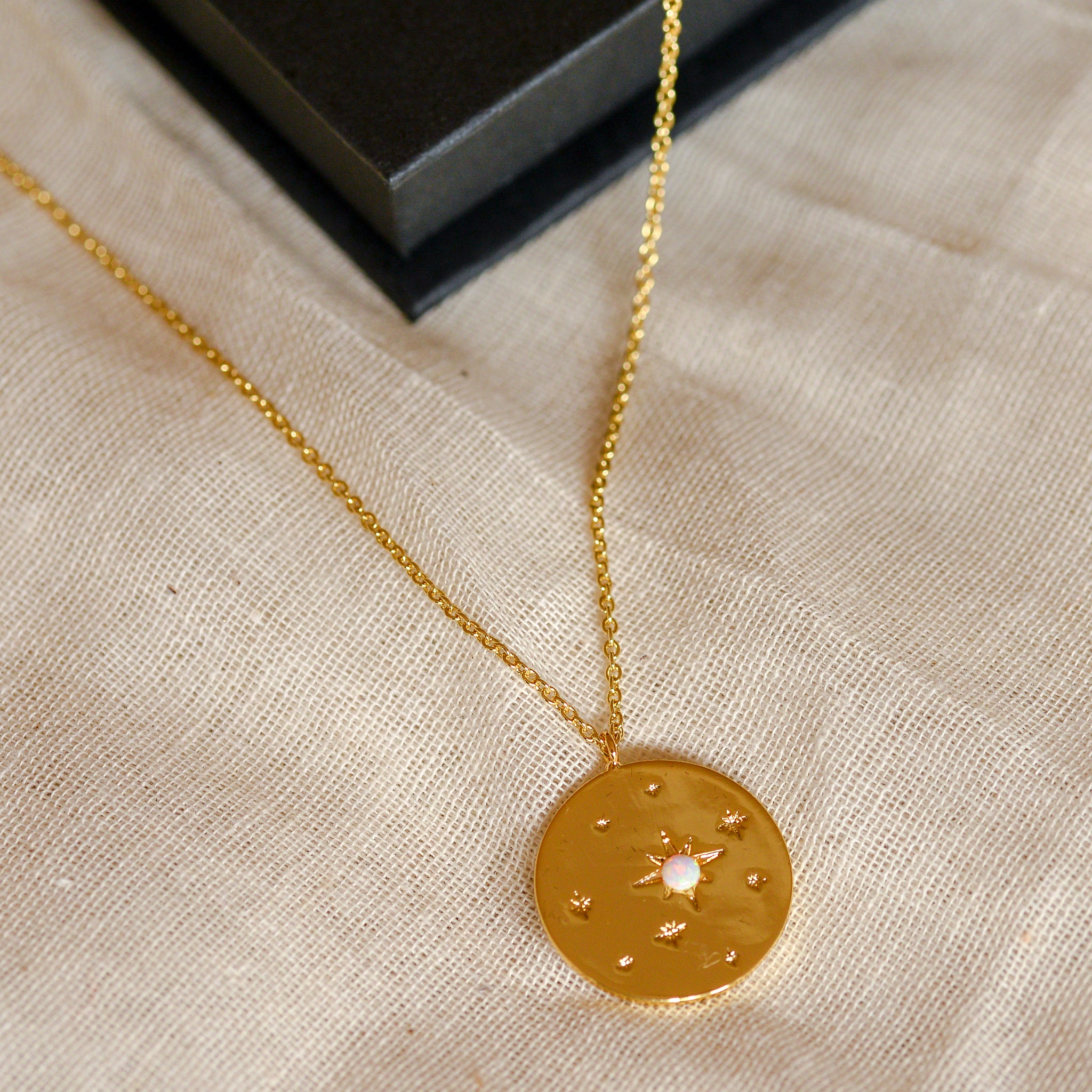 Opal Star Disc Necklace