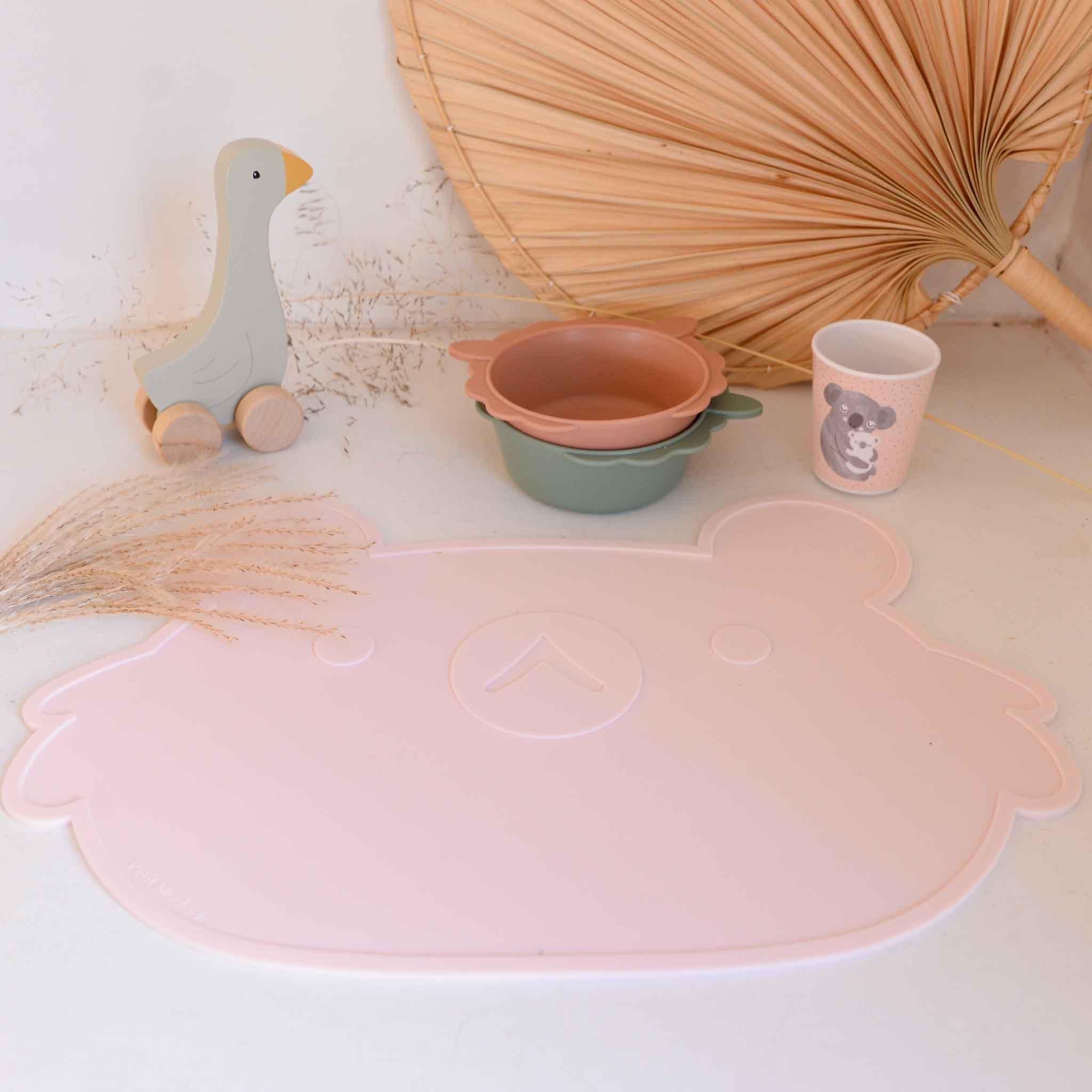 Petit Monkey Koala Placemat in Blush Pink