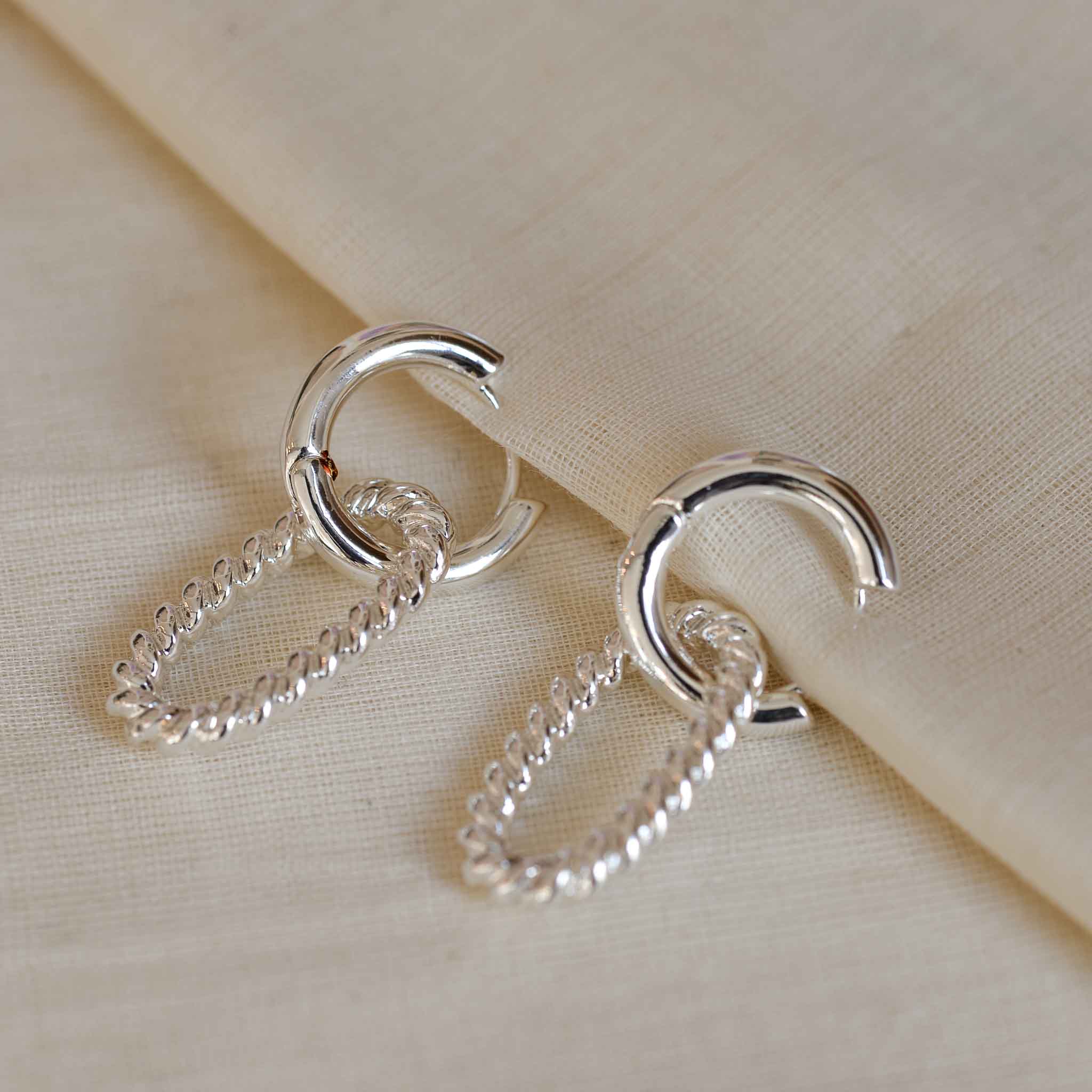 Big Metal London Rachel Rope Hoop Silver Earrings