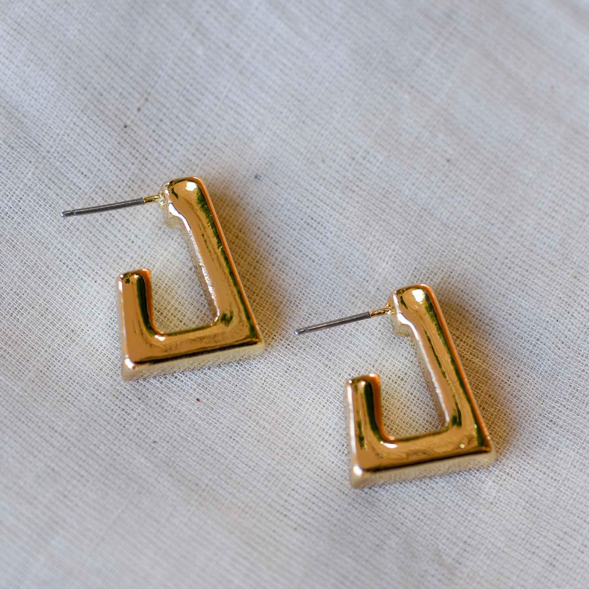 Big Metal London Ariana Metal Square Earrings (Two variants) Gold or Silver