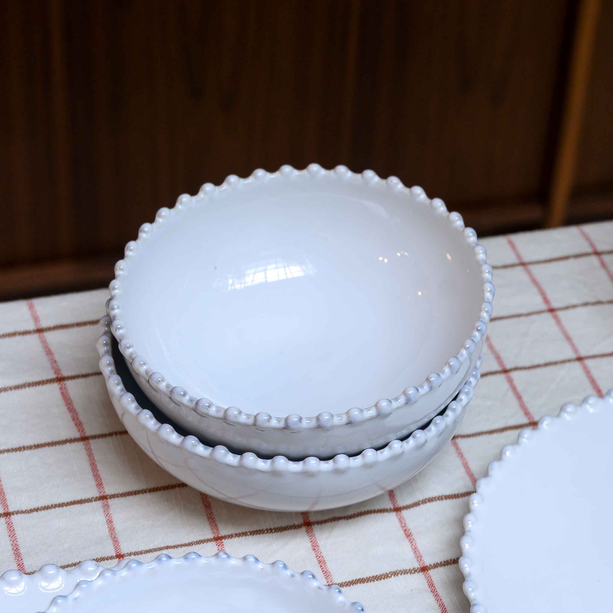 Pearl White Low Bowl / 15cm