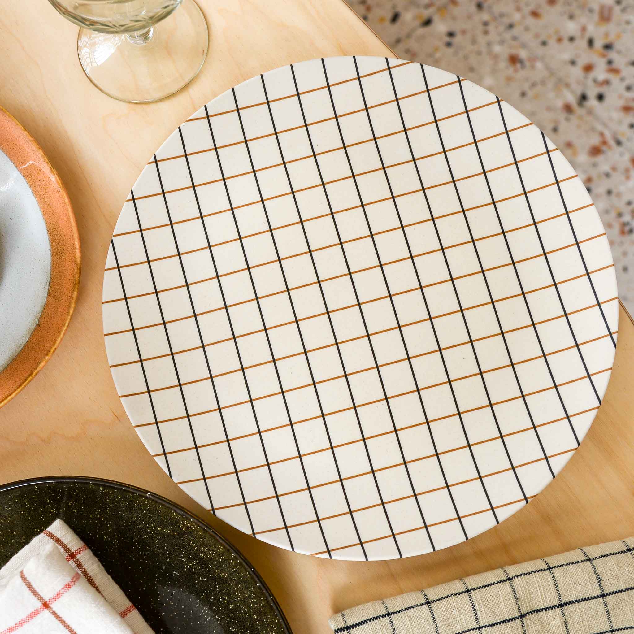 Bamboo Grid Tray/Plate in Various Colours