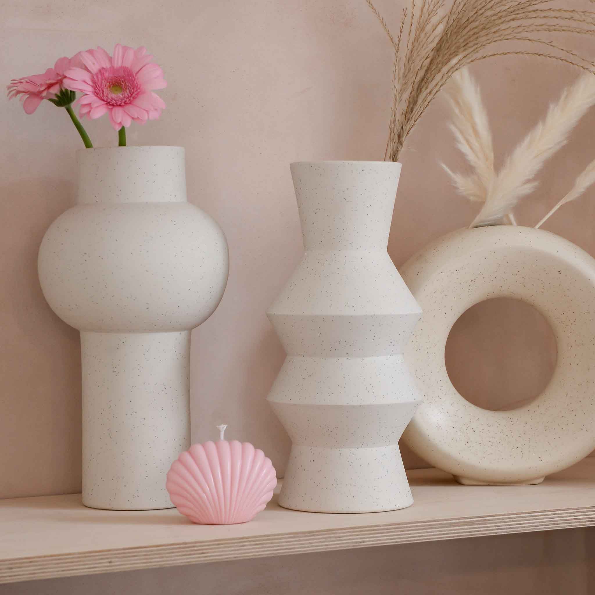 HK Living Ceramic Circle Vase in Speckled Clay