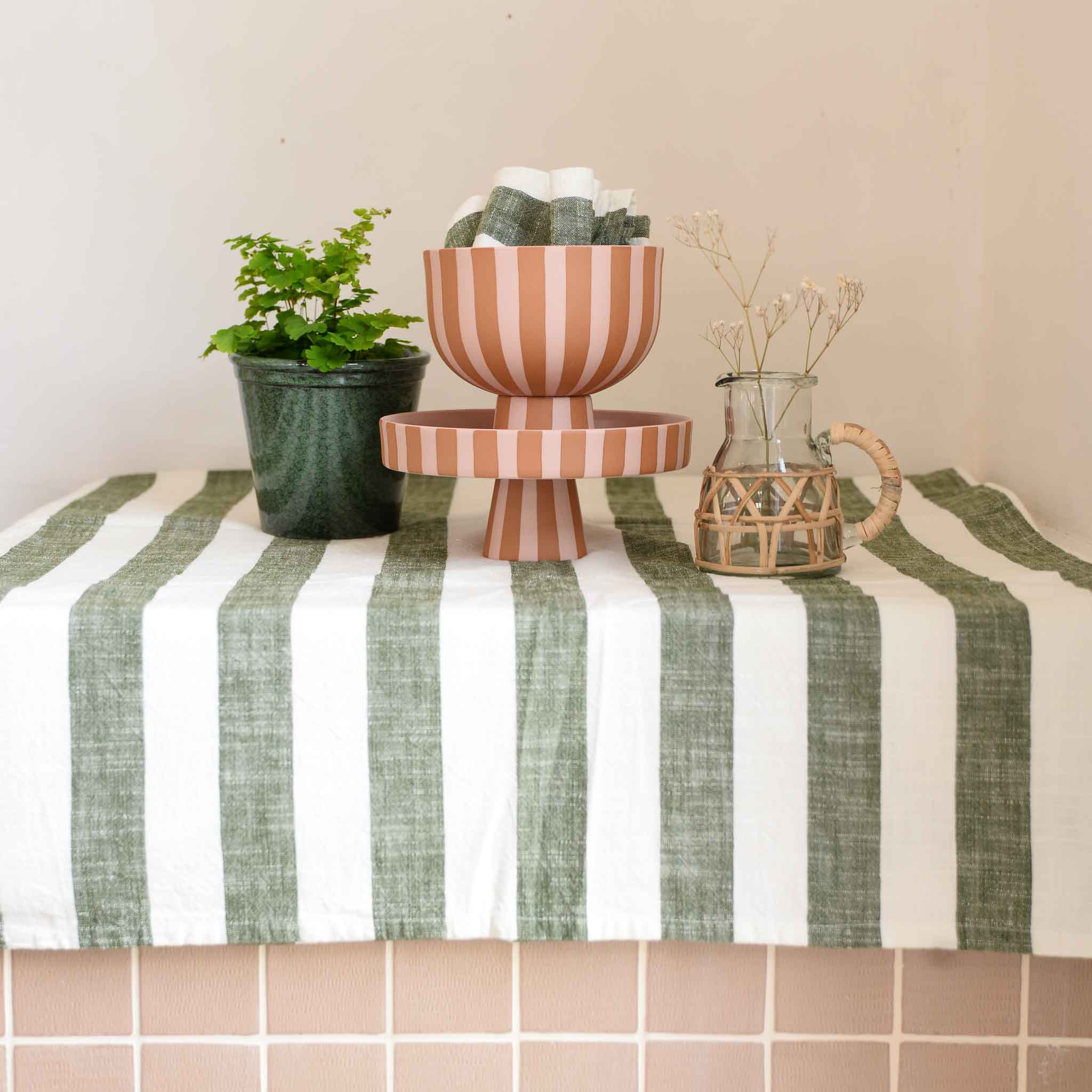 OYOY Olive Striped Table Cloth in Small or Large