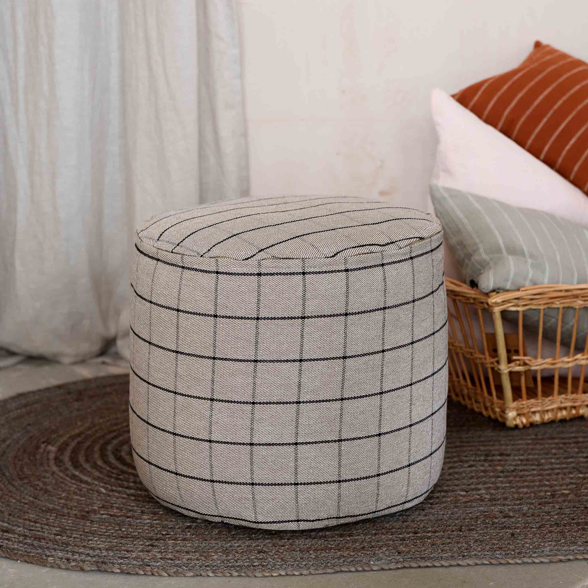 Grid Pouf in Clay