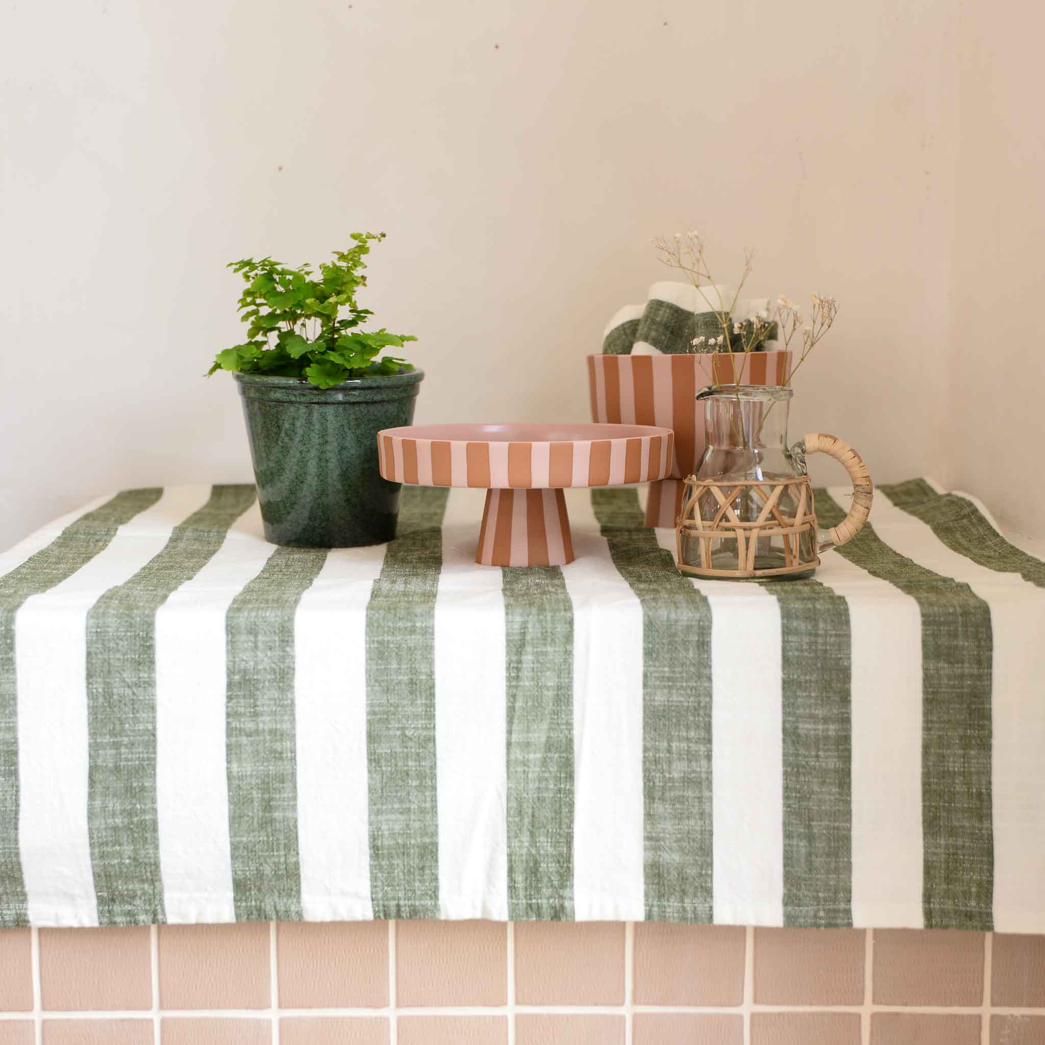 OYOY Olive Striped Table Cloth in Small or Large