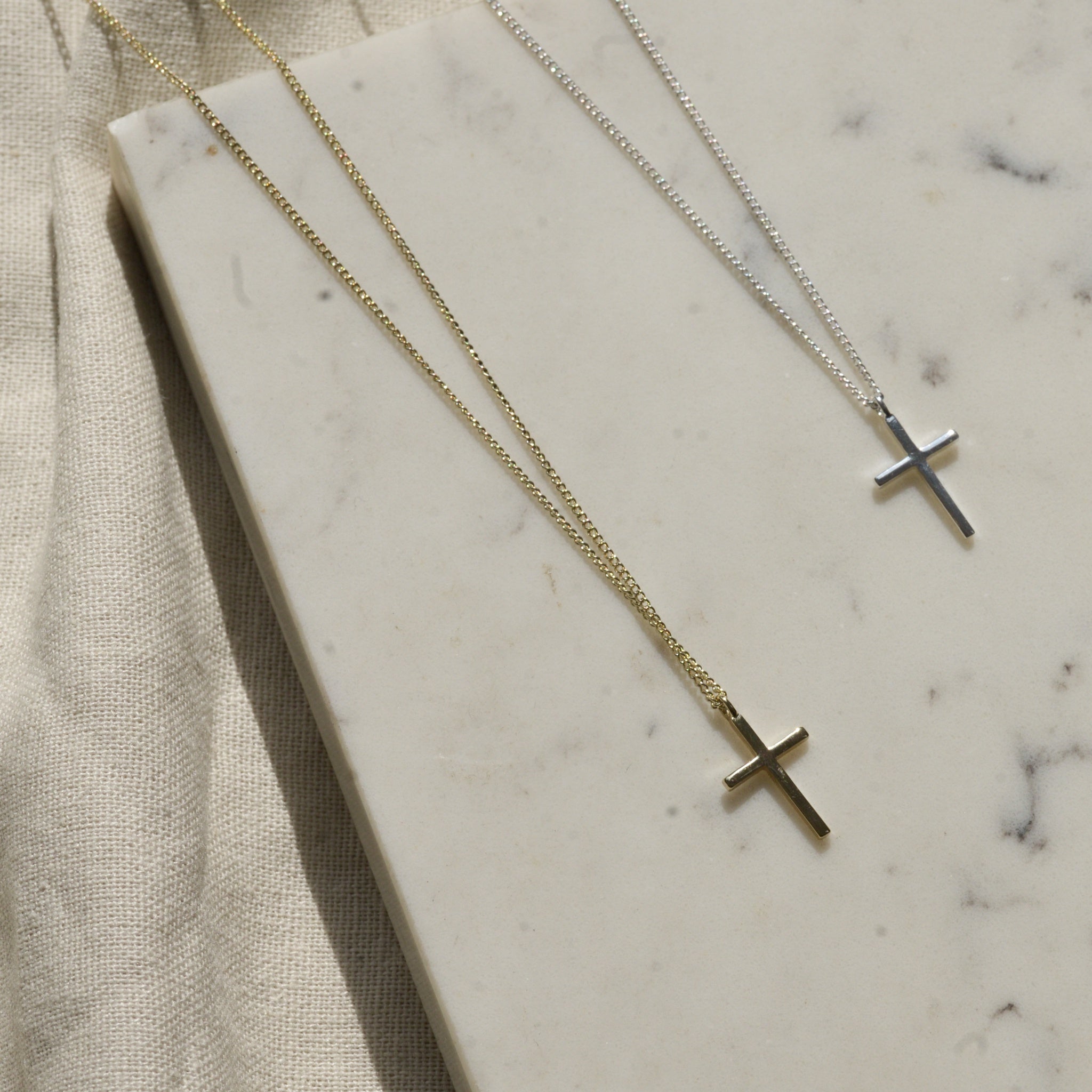 Daisy Cross Pendant Necklace / Gold and Silver