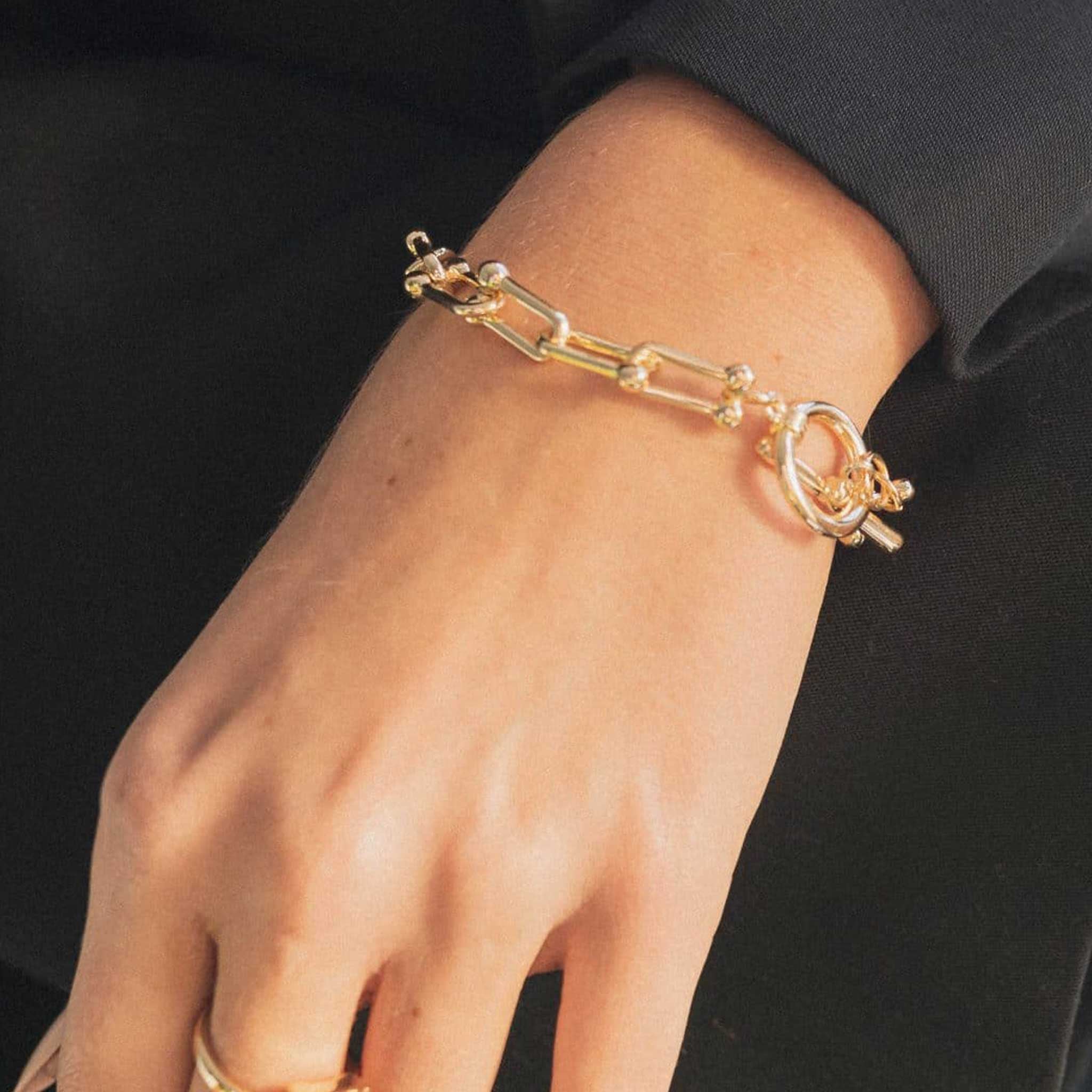 Big Metal London Renata Chunky Chain Bracelet in Gold/Silver