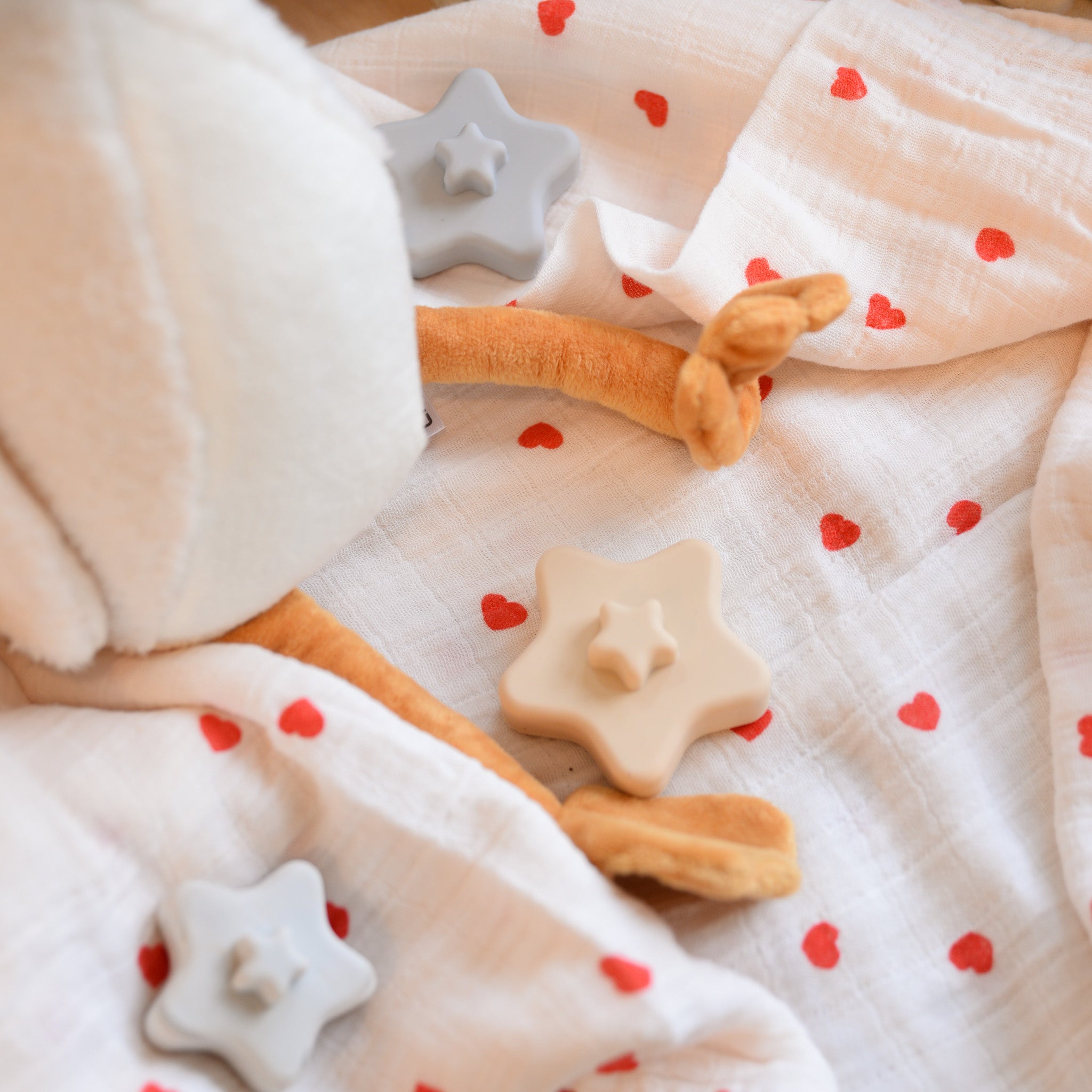 Large Muslin Swaddle in Red Hearts