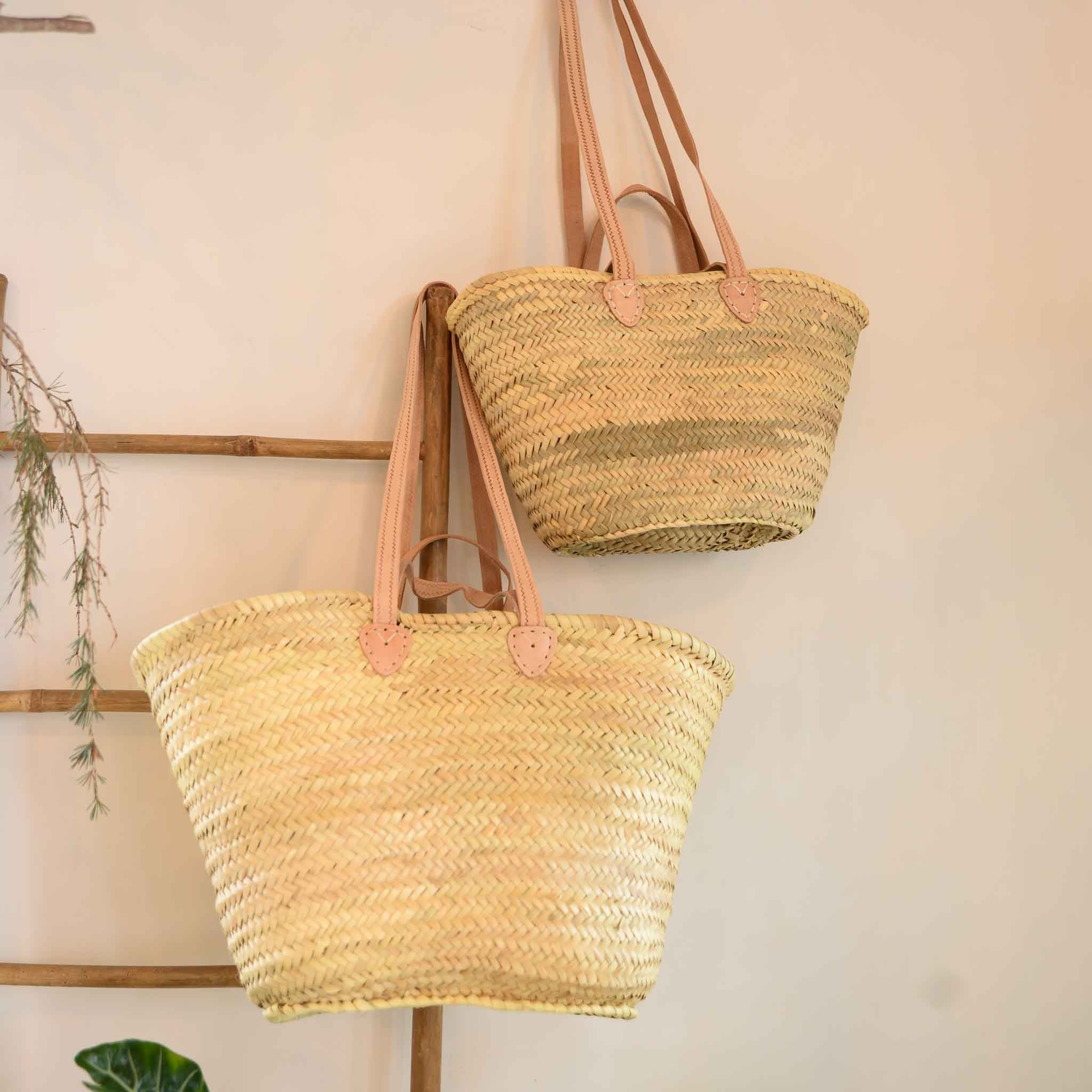 Basket Bag with Leather Handles / Sizes