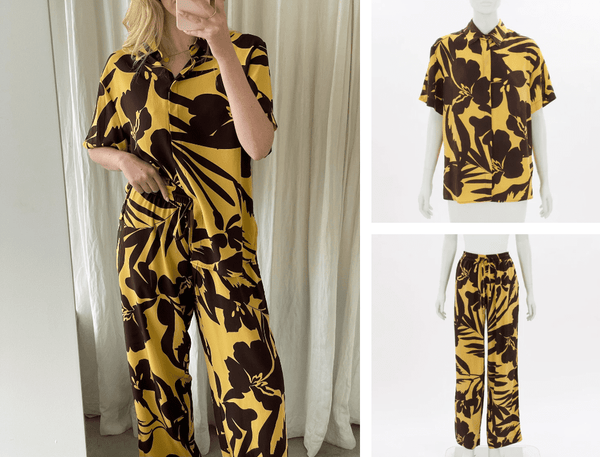 Matteau 'Banana Palm' silk shirt and top set