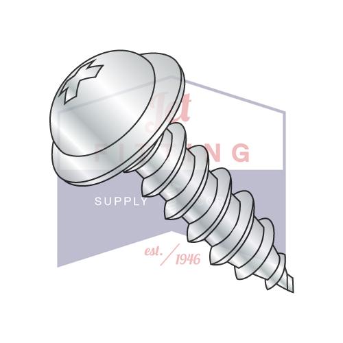 8-18X3/8 Phillips Round Washer Self Tapping Screw Type AB Fully Threaded Zinc And Bake