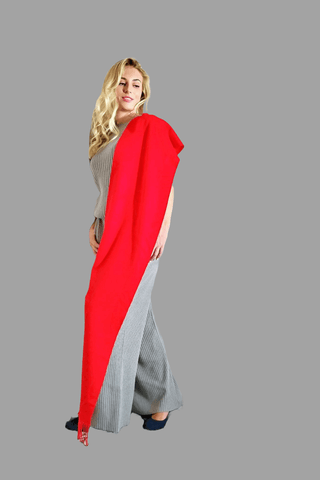 vshine silk and shine pure cashmere scarf red