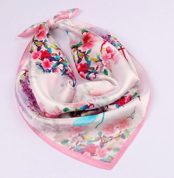 Small Square Silk Scarf|Versatile|Pink Delight - Vshine Silk and Shine Fashion Accessories