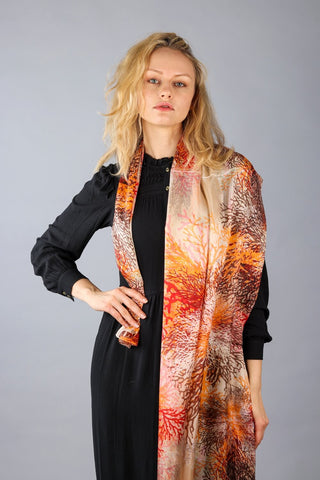 Rainbow Range| Large Silk Scarf Coral Red - Vshine Silk and Shine