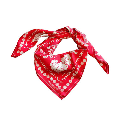 A folded red scarf against a white background