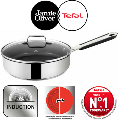 Jamie Oliver Tefal Jamie Oliver Cook's Classics Sautepan 24 Cm / 3,3 L. W.  Lid Stainless Steel – –