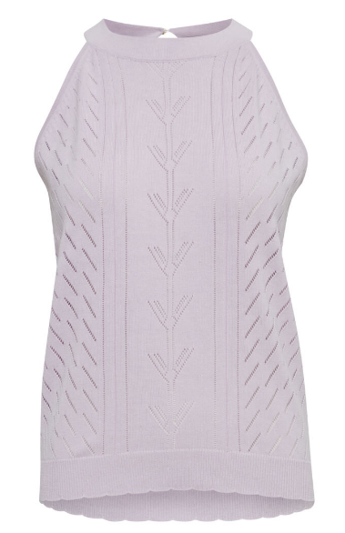 Ichi Ihperri Top, 20116553, Ladies Fine Knit Sleeveless Pullover In Lavender Fog