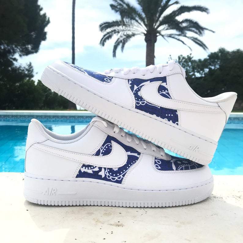 nike air force 1 blue bandana