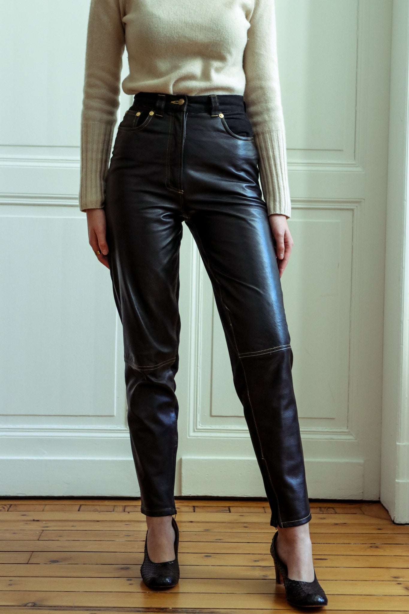 versace leather pants