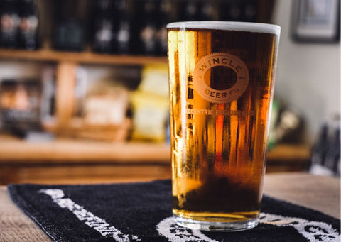 pint of beer in the brewery shop