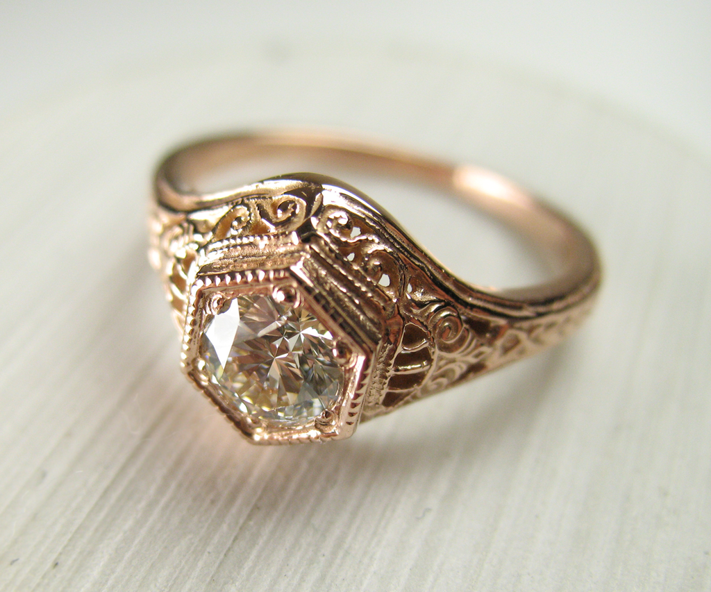 Custom Radiant Diamond Ring in Gold - Gardens of the Sun | Ethical Jewelry