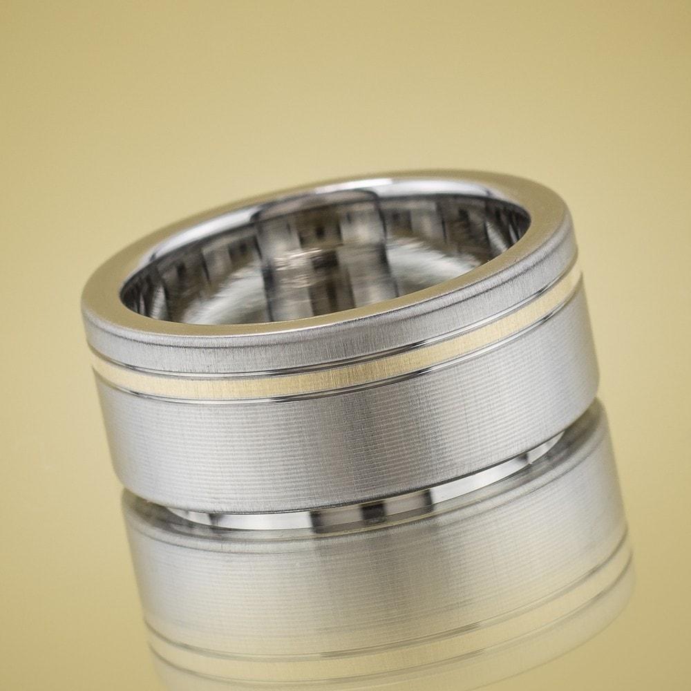 Inconel Wedding Ring with Gold Inlay