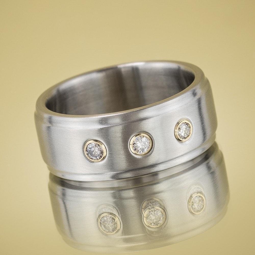 Inconel Wedding Band With Diamonds