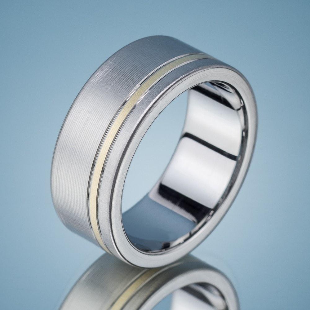 Stainless Steel Gold Pinstripe Ring