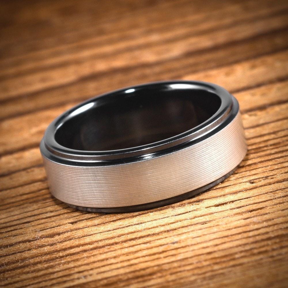 Black Zirconium Bi-Color Brushed Koenig Ring