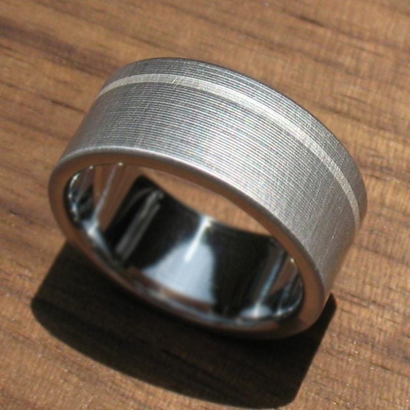 Titanium & Silver Pinstripe Ring
