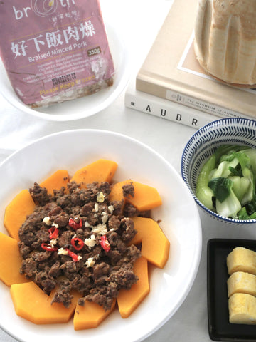 Steamed Pumpkin with Braised Minced American Wagyu