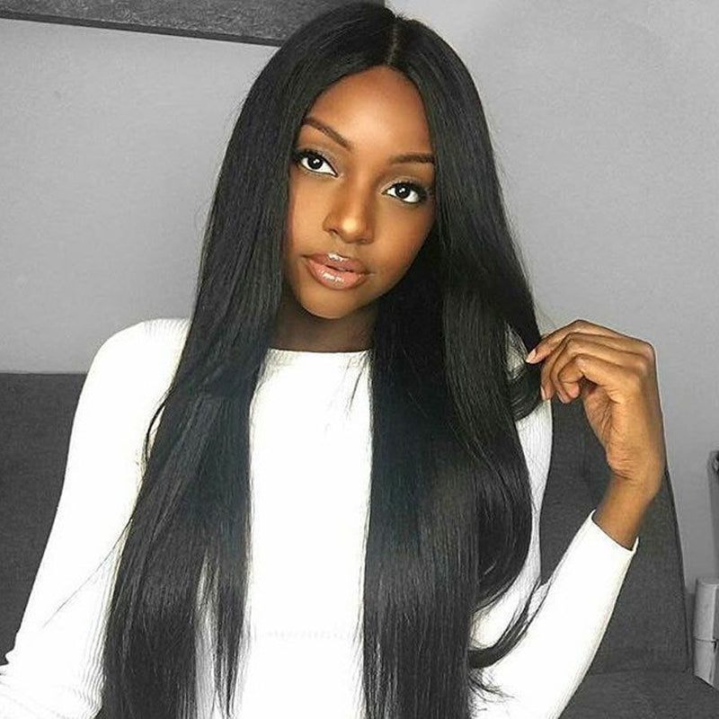 Jessicahair Human Hair Straight Full Lace Wigs Pre Plucked Brazilian ...