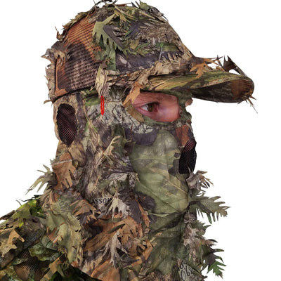 2-in-1 FRONT Leafy Face Mask and Camo Hat (Adjustable,OSFM