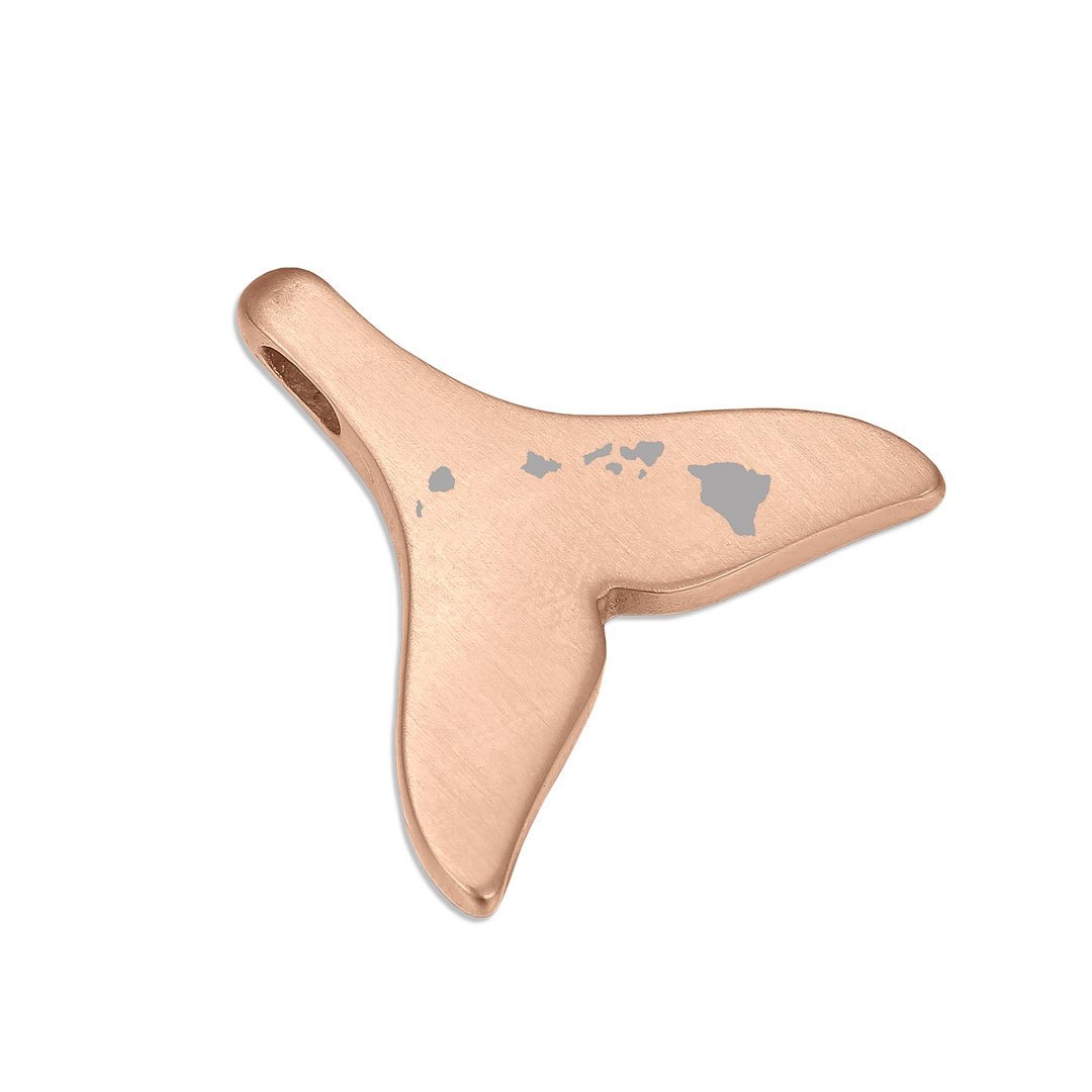 Koa Wood Whale Tail Pendant - Rose Gold Plated