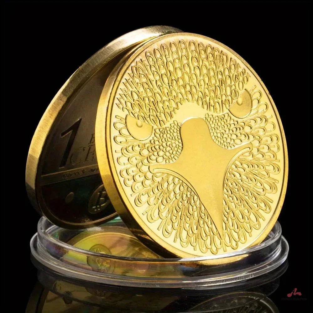 Bitcoin Cent Creative Souvenir Coin Golden Plated Physical Cryptocurrency Coin Eagle Pattern Bitcoin Commemorative Coin 1311