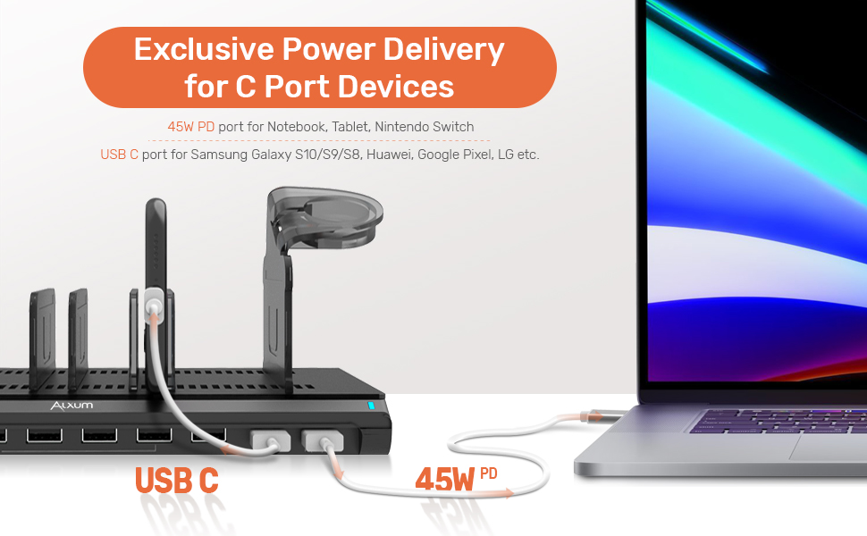 10 Ports USB C Charging Station with iWatch Charger Stand