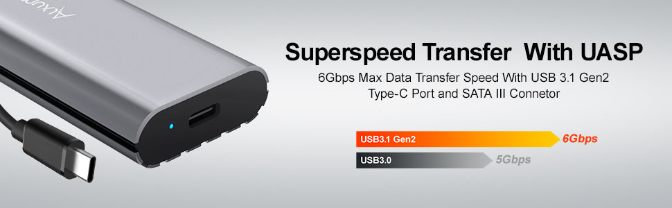 Aluminum M.2 NVME SSD Enclosure with USB Type A & C Cable