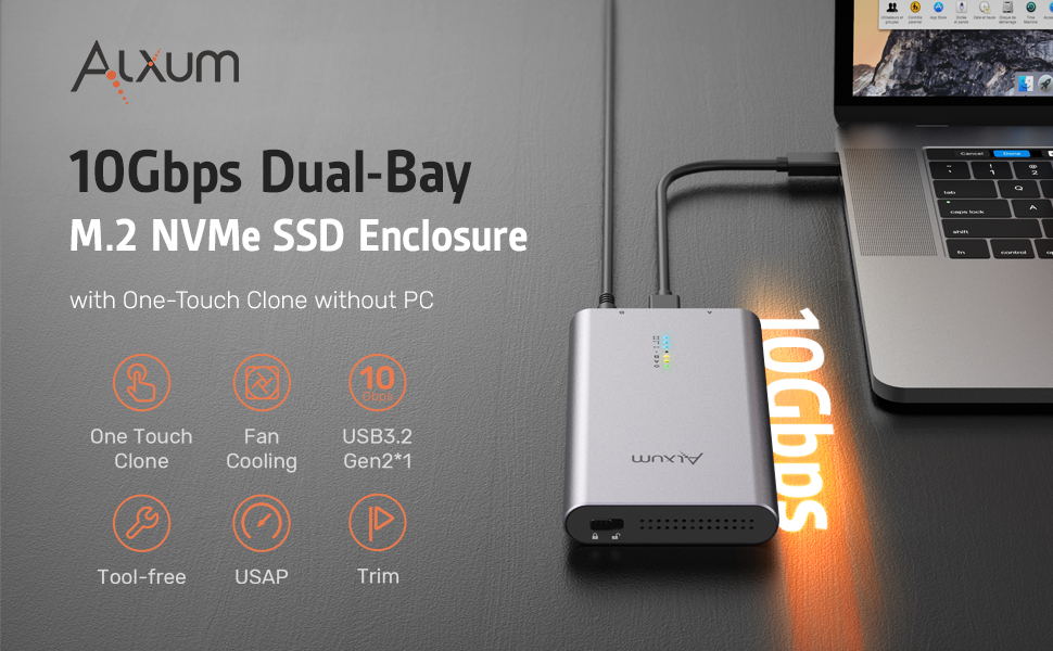 Dual Bay M.2 SSD Enclosure (PCIe NVMe)