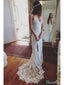 Ivory Lace Beach Wedding Dresses Backless Summer Rustic Wedding Dresses AWD1161