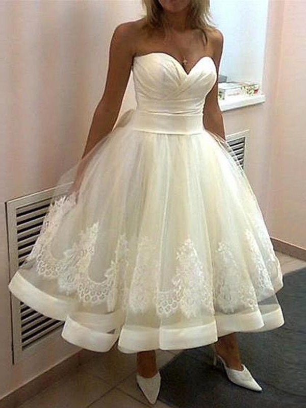 tidsplan fløjte uddanne Vintage Tea Length Wedding Dresses Sweetheart Cheap Plus Size Wedding  Dresses – SheerGirl