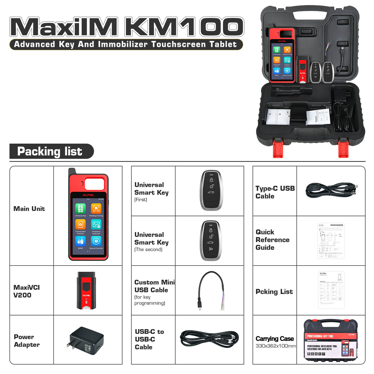 autel maxiim km100 package list