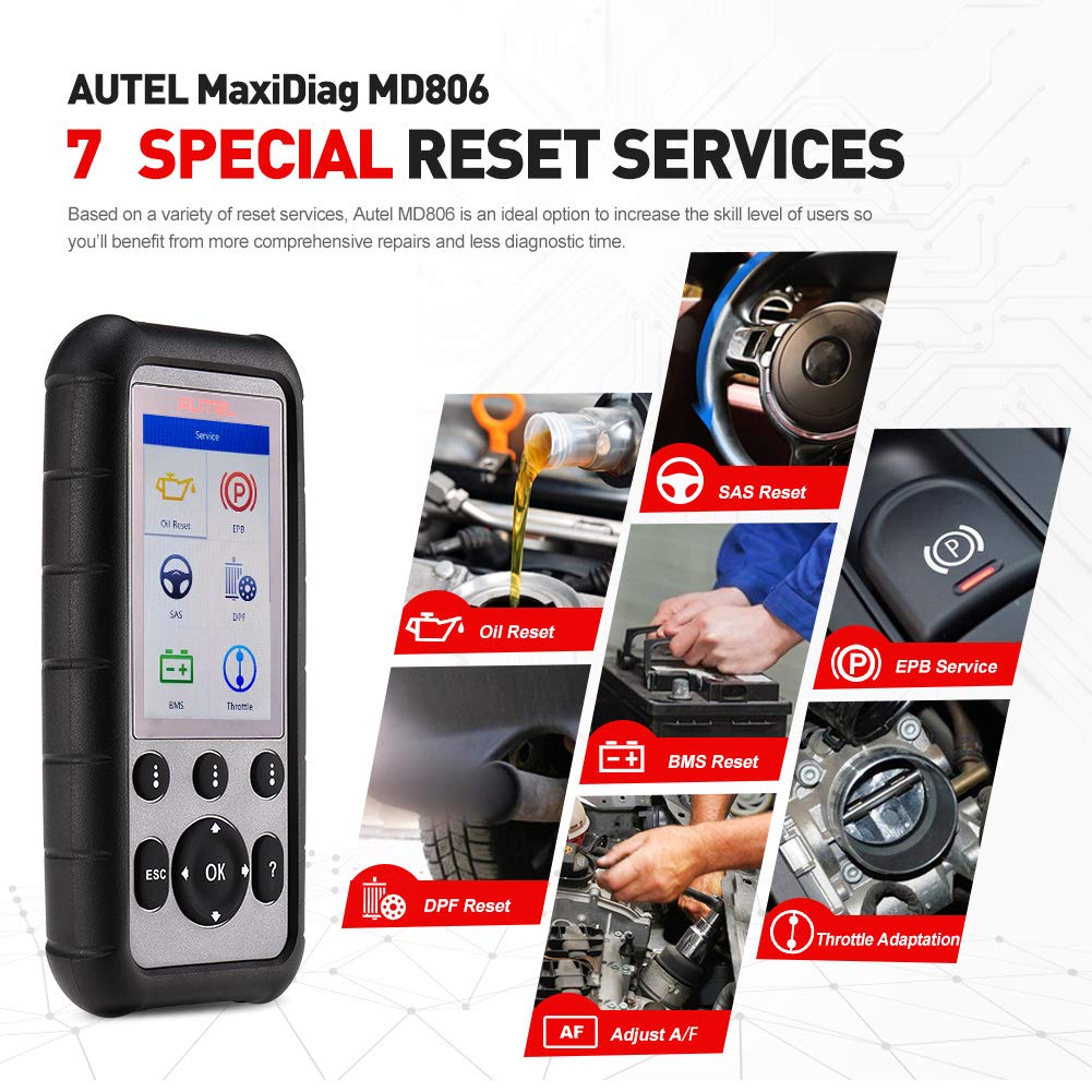 Autel MaxiDiag MD806 7 Specjalne usługi resetowania