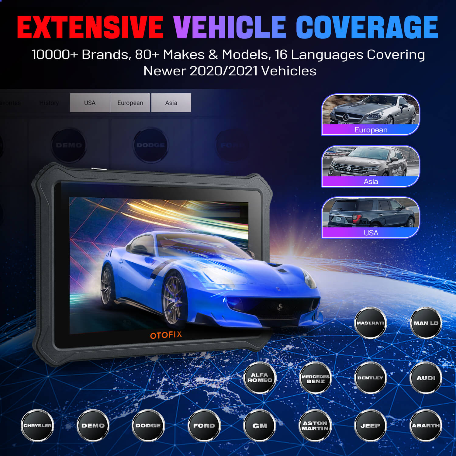 OTOFIX D1 Extensive Vehicle Coverage