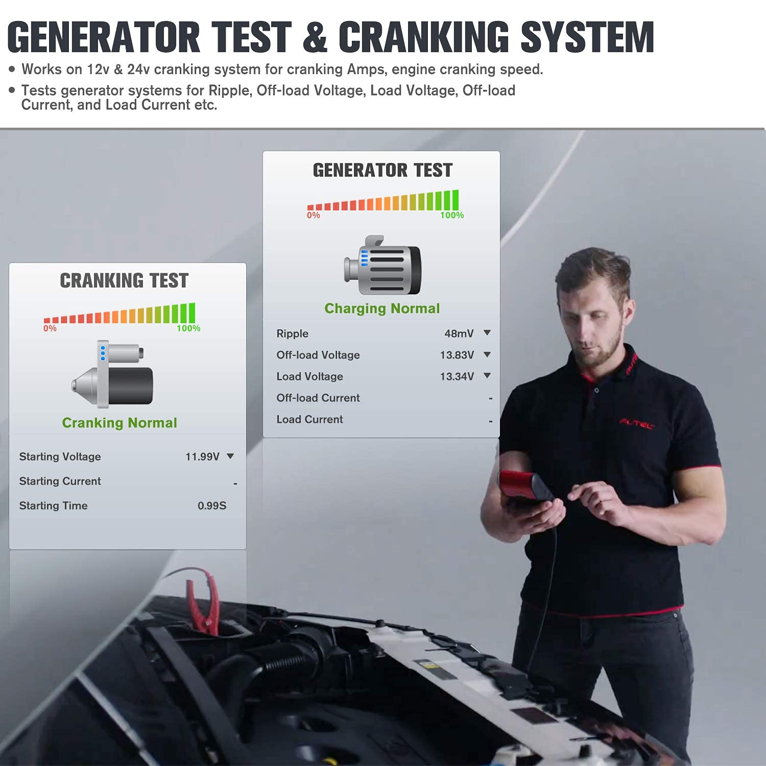 Autel MaxiBAS BT608 Generator Test & Cranking System