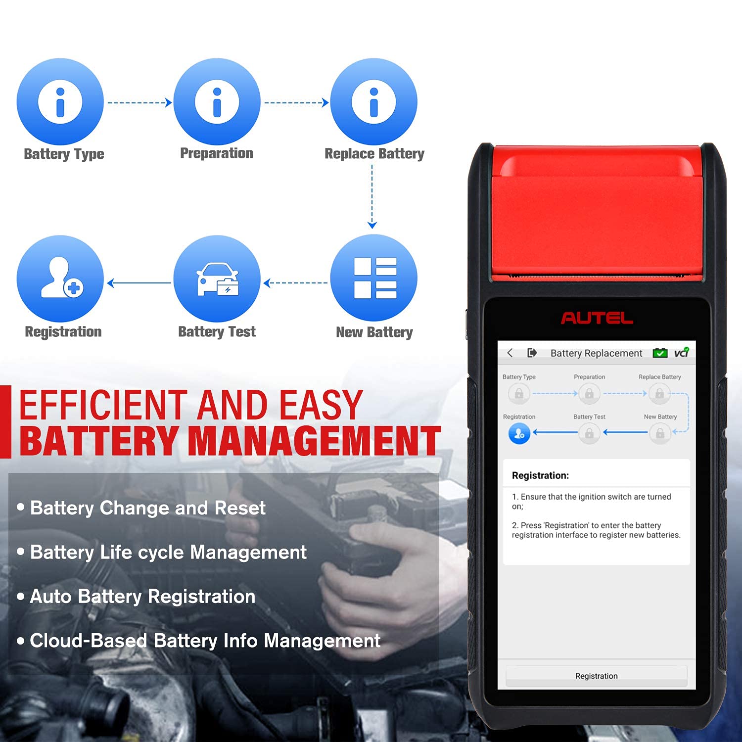 Autel MaxiBAS BT608 Efficient and Battery managenment