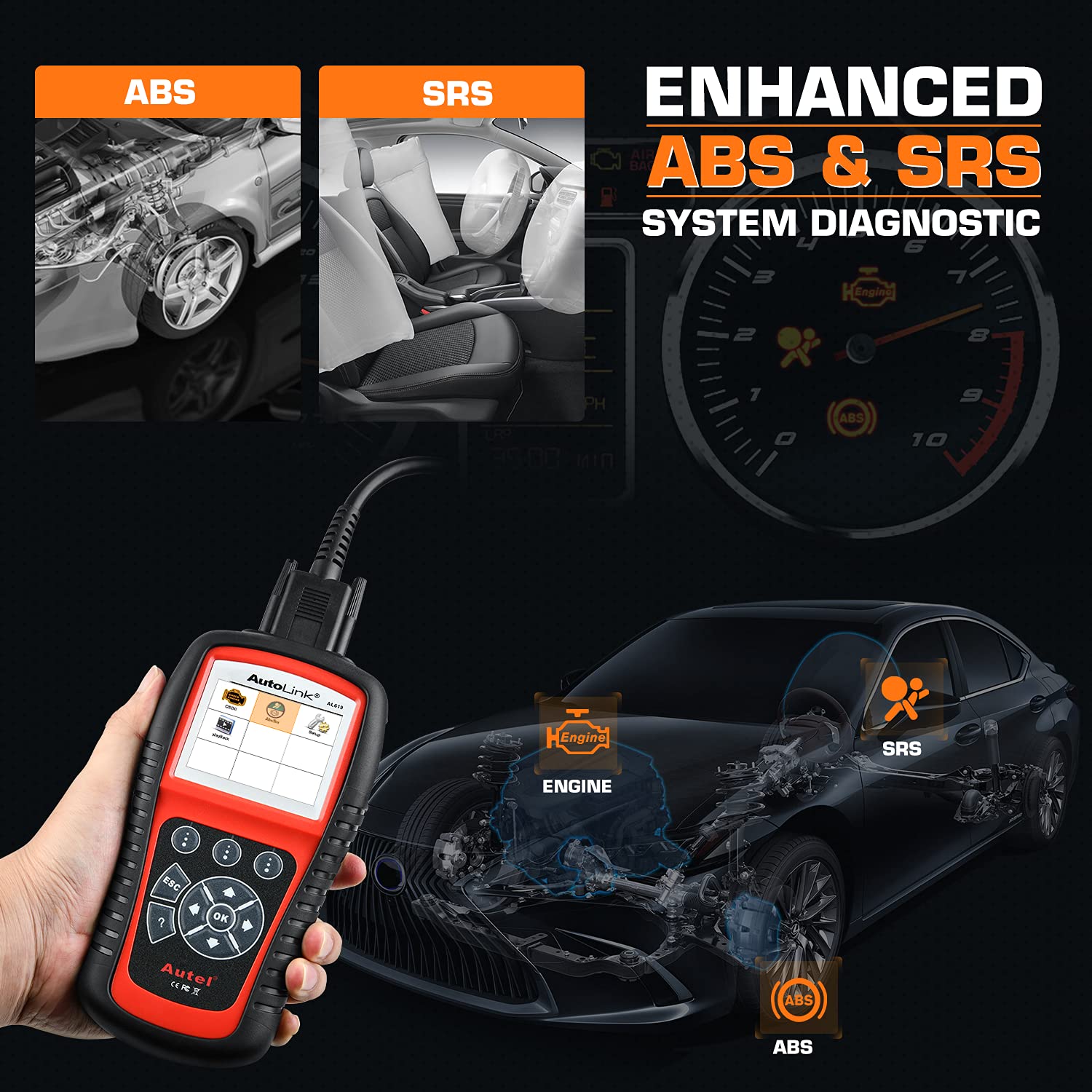 Autel AutoLink AL619 OBD2 Scanner ABS/SRS Diagnosis