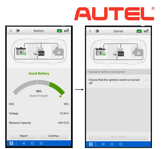 Autel MaxiBAS BT608 operation result